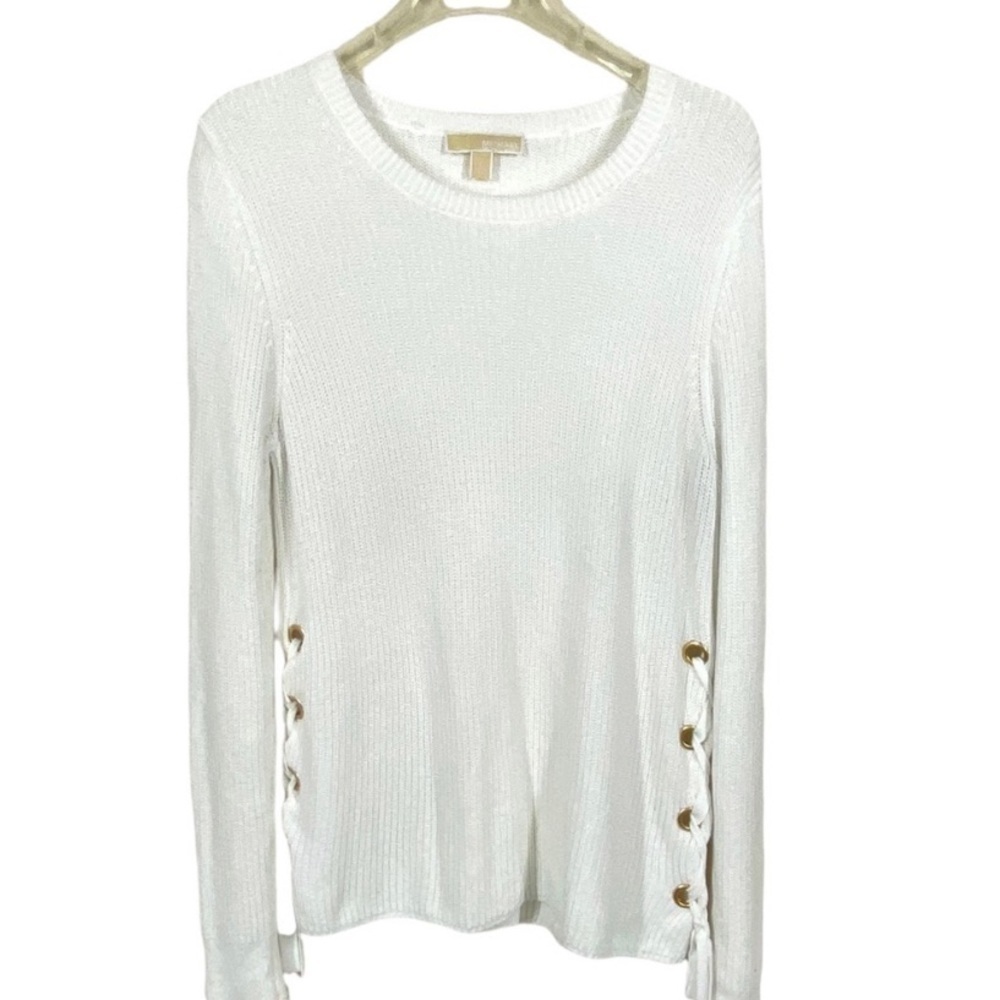 MICHAEL Michael Kors Sweater Knit Bride Sides White Size L